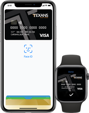 setting-up-apple-pay Texans card displayed in Apple Pay